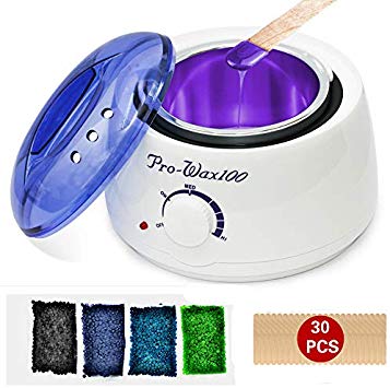 Wax Warmer Hair Removal Kit, Breett Wax Heater Home Waxing Kit for All Body Applications with Wax Pot, 4 * 100g Hard Wax Beans and 30pcs Applicator Sticks