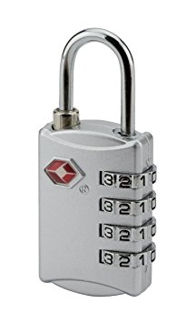 Travel Sentry Security Luggage Padlock 4 Dial Combination (Silver)