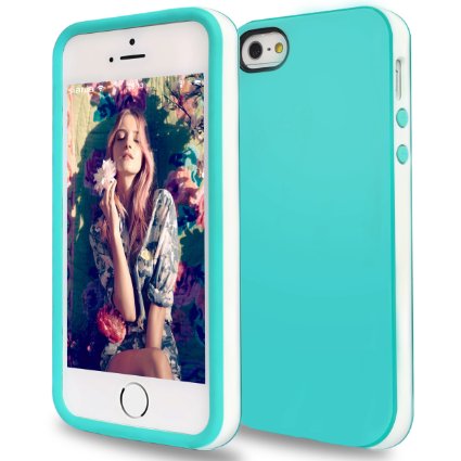 iPhone 5s CaseiPhone 5 Caseby AilunShock-Absorption BumperAnti-ScratchFingerprintampOil Stain Shell Soft Dual Color TPU Back CoverWhiteGreen
