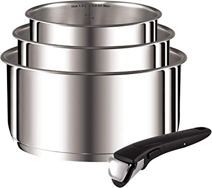 Tefal Ingenio Saucepan Set, Stainless Steel, Set of 4