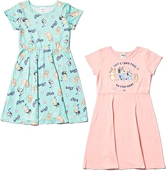 Bluey Mom Dad Bingo Girls 2 Pack Skater Dresses Toddler to Big Kid