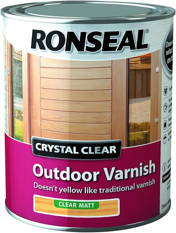 Ronseal CCODVM750 750 ml Crystal Outdoor Matt Finish Varnish - clear