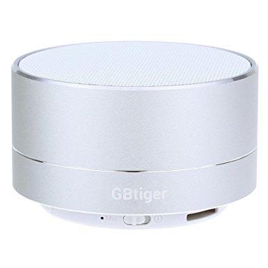 GBtiger Portable Wireless Bluetooth 3.0 Speaker Stereo SoundBox with Hands-free Microphone/ TF Card Music Playing/ Volume Control(Silver White)