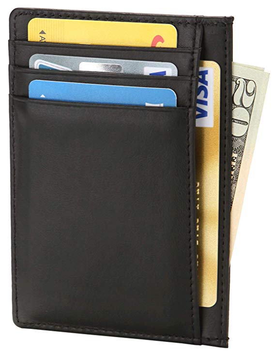 EKCIRXT Slim RFID Blocking Card Holder Minimalist Leather Front Pocket Wallet for Men or Women