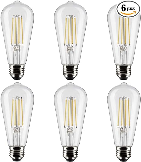 Satco S21364/06 8-Watt LED E26 Light Bulbs, 3000K, 15000 Hour Rating, Dimmable, 6 Pack