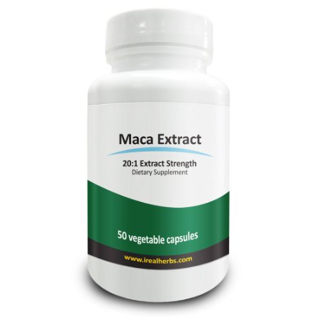 Real Herbs Maca Root Pure Extract 20 to 1 - Equivalent to 15000 Mg of Pure Maca - 750mg X 50 Vcaps