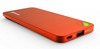Jackery Air Premium Ultra-thin Aluminum Portable Charger 5000mAh External Battery Backup Power Bank. High Capacity, Fast Charging. For Apple iPhone 6 Plus, 6, 5S, 5C, 5, 4S, iPad, Air, Mini, Samsung Galaxy S4, S3, Note, Nexus, LG, HTC, Moto. (Orange)