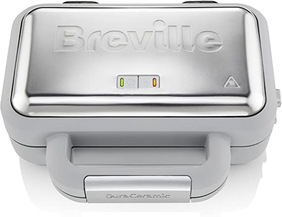 Breville VST072 DuraCeramic Waffle Maker, Non-Stick and Easy Clean with Deep-Fill Removable Plates, White and Stainless Steel