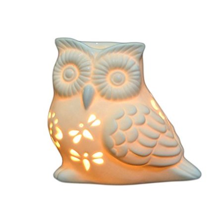 Ivenf Owl Shape Ceramic Tea Light Holder, Aromatherapy Essential Oil Burner, Great Decoration for Living Room, Balcony, Patio, Porch & Garden