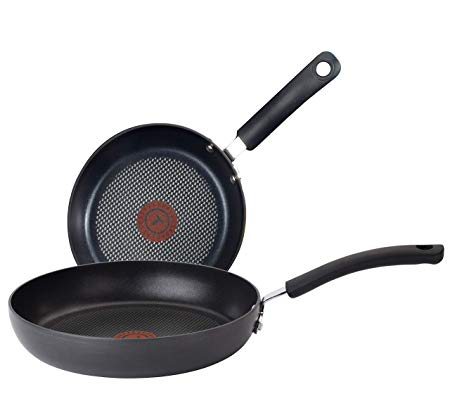 T-fal Ultimate Hard Anodized 2-Piece Scratch Resistant Titanium Nonstick Thermo-Spot PFOA Free 10/12-Inch Cookware Set, Gray, E765S274