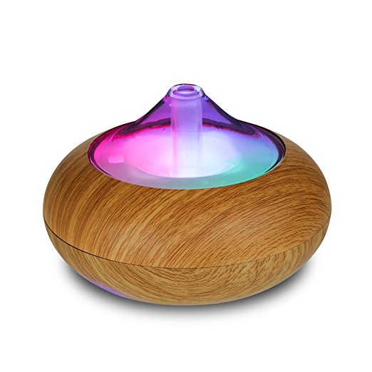 Aromatherapy Diffuser Bellang&Popcloud Wood Grain Glass Cover Essential Oil Diffuser 100ml With Adjustable Mist, Auto Shut-off and LED Light, Best Cool Mist Humidifier For Bedroom Office Spa Etc.