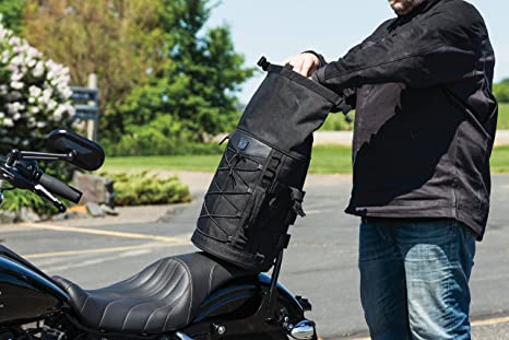 Kuryakyn 5223 Momentum Deadbeat Expandable Motorcycle Travel Luggage: Weather Resistant Duffle Bag with Sissy Bar Straps, Black