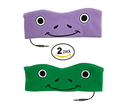 CozyPhones Kids Headphones Twin-Pack – (2PCS) Green and Purple Froggy Combo - Children's Volume Limited Earphones for Home and Travel – VALUE PACK