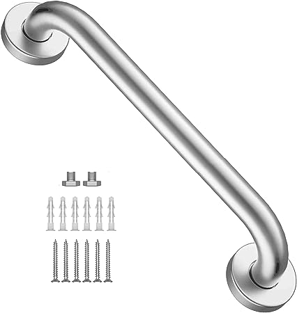 12 Inch Shower Grab Bar Satin Brushed Nickel, ZUEXT Stainless Steel Safety Grab Bar Handle, Bathroom Balance Bar, Safety Hand Rail Support - Handicap, Elderly, Injury, Senior Assist Bath Handle