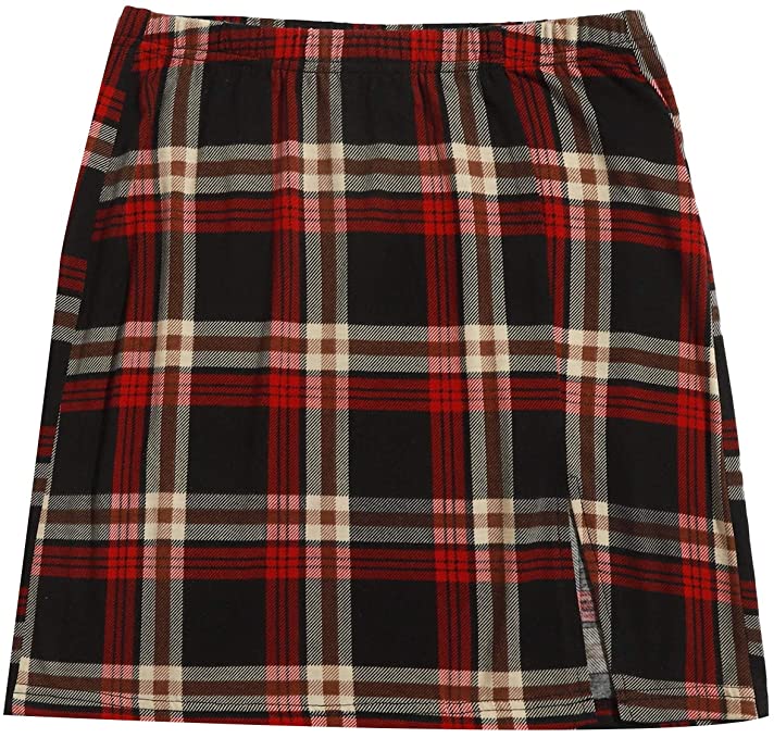 DIDK Women's Casual Tartan Plaid High Waist Bodycon Mini Skirt