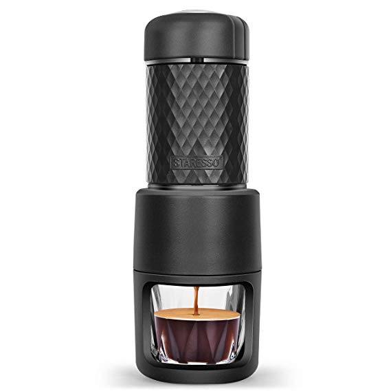 Staresso Coffee Maker with Espresso, Cappuccino, Quick Cold Brew All in One (Black Portable Packaging)