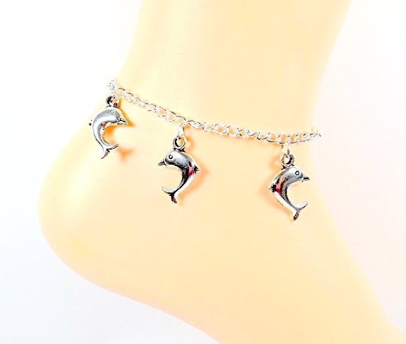 Dolphin Jumping Anklet - Silver-plated Nautical Ankle Bracelet -- Ocean Lovers Collection