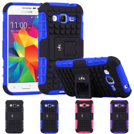 Core Prime Case, LK [Shock Absorption] Hybrid Dual Layer Armor Defender Protective Case Cover with Kickstand for Samsung Galaxy Core Prime, Blue