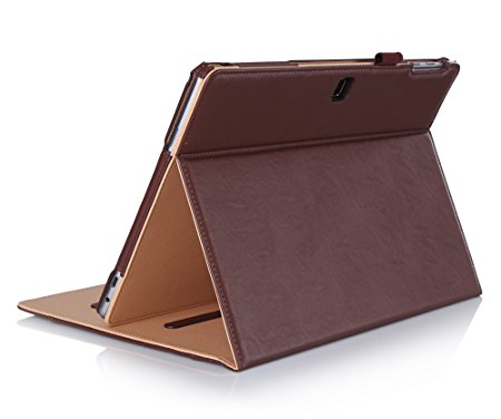 ProCase Galaxy TabPro S Case, Leather Stand Folio Case Cover for Samsung Galaxy TabPro S 12" 2-in-1 Tablet 2016, with Multiple Viewing Angles, Document Card Pocket (Brown)