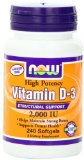 NOW Foods Vitamin D-3 Structural Support 2000 IU 240 Softgels