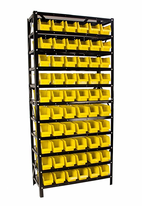 60 Bin Parts Rack easily Organize Nuts, Bolts, or Parts, Removable Parts Bins with Dividers