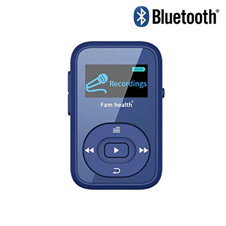 Digital Portable Audio Player Fam-health 2018 Latest mp3 Music Player 8-64G with Hi-Fi Lossless Sound, Clip, Earphone, Radio, Recorder, 1.8¡± LCD Screen for Sports & Music Lovers (Blue)