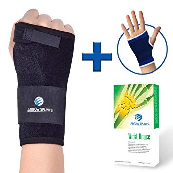 Carpal Tunnel Wrist Brace Night & Day Wrist Support for Tendonitis, Arthritis Pain Relief - Has Removable Wrist Splint & Two Fasteners for Custom Fit   Wrist Compression Sleeve to Ease Wrist Pain