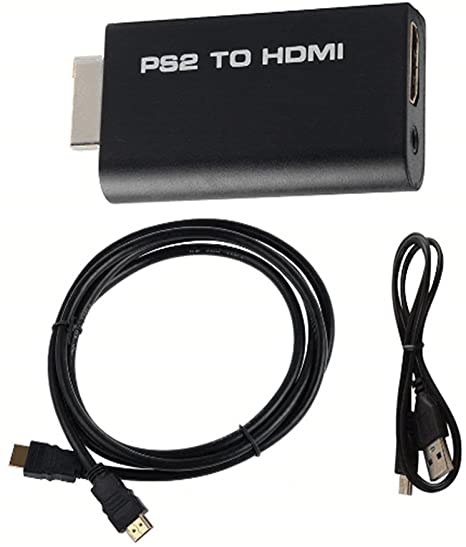 1080P PS2 to HDMI Adapter Converter with 3.5mm Audio Output   5 Feet HDMI Cable for HDTV HDMI Monitor