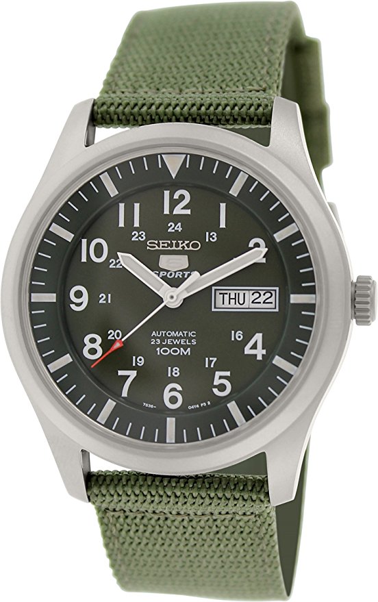 Seiko 5 Men's SNZG09K1 Sport Analog Automatic Khaki Green Canvas Watch