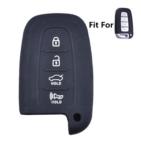 1x New Key Holder Silicone Smart Keyless Remote Key Cover Key Fob Skin Covers replacement fit Kia K2 K5 Rio Kia Optima Sportage Soul Sorento replacement fitte Fob (Black)