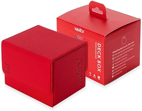 Vault X Exo-Tec® Modular Sideloading Deck Box Module for 100  TCG Cards. Detachable Magnetic Lid. Fits Commander & Standard Trading Cards. (Red)