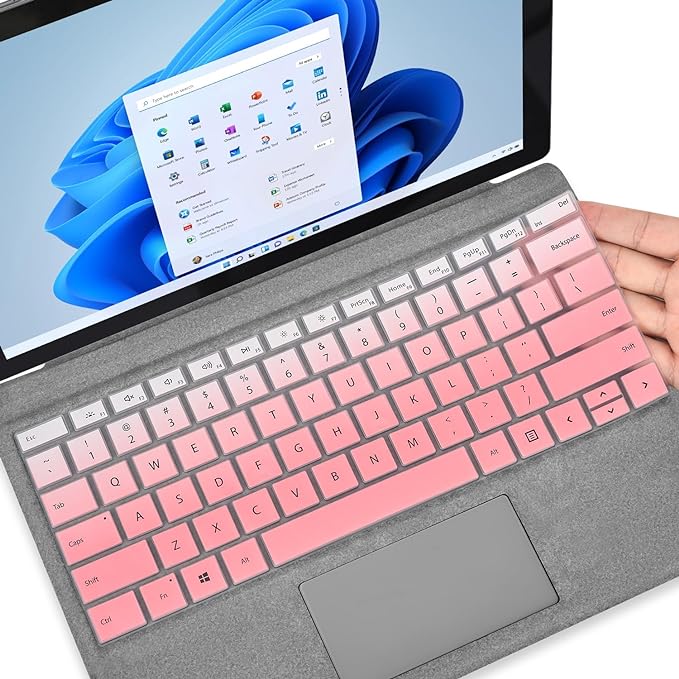 CaseBuy Keyboard Cover for New Microsoft Surface Pro 9 2023 2022 / Surface Pro 8 / Surface Pro X 13 inch Tablet Laptop Keyboard Protector -Ombre Pink