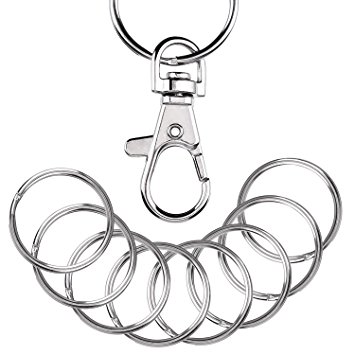 Outus 90 Pieces Swivel Clasps Lanyard Snap Hook Lobster Claw Clasp 40 Pieces and Keychain Rings 50 Pieces