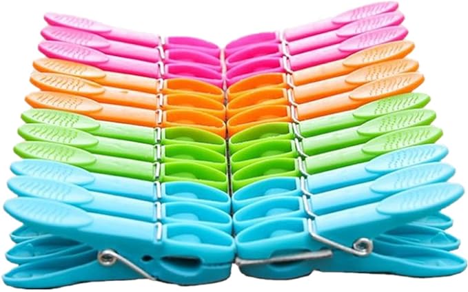 48 Pieces Clothespins for Clothesline, Plastic Colored Clothes Pins for Hanging Clothes Laundry Clips (Assorted Colors)
