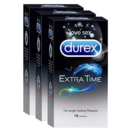 Durex Condoms - 10 Count (Pack of 3, Extra Time)