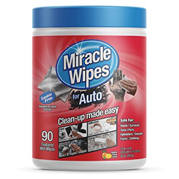 MiracleWipes Car Cleaning Supplies Wipes (90-Count) Multi-Purpose Car Interior Cleaner and Detailing | Removes Grease, Lubricants, Sticky Adhesives, Grime | Made in the USA
