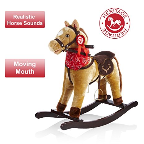 Heritage Deluxe 68cm Cowboy Rocking Horse With Sounds & Moving Mouth