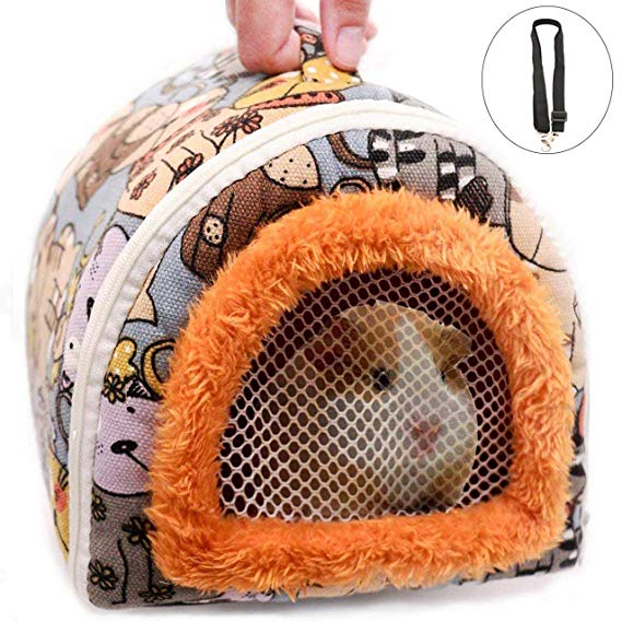 Portable Small Animals Hedgehog Hamster Carrier Bag with Detachable Strap Zipper Breathable Guinea Pig Rat Chinchillas Hamster Hedgehog Outdoor Travel Carrier Pounch Bag for Small Animal Carrier