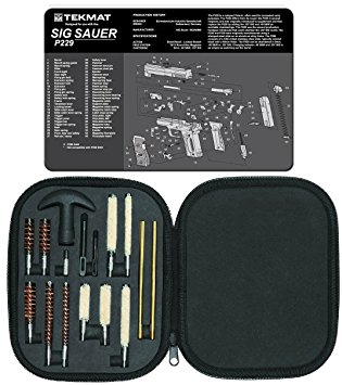 Ultimate Arms Gear Gunsmith & Armorer's Cleaning Work Bench Gun Mat SIG Sauer SIG P229   Professional Tactical Cleaning Tube Chamber Barrel Care Supplies Kit Deluxe 17 pc Handgun Pistol Cleaning Kit in Compact Molded Field Carry Case for .22 / .357 / .38 / 9mm / .44 / .45 Caliber Brushes, Swab, Slotted Tips and Patches