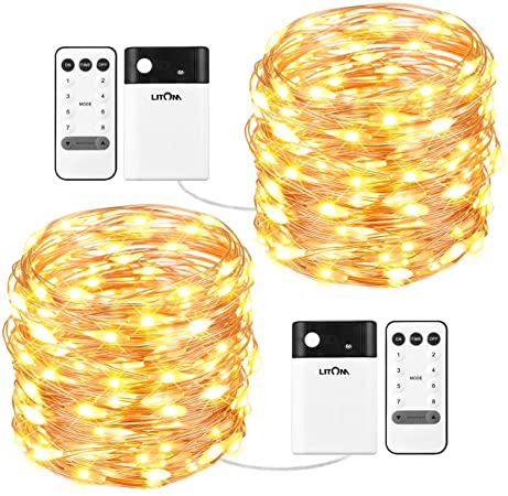 33ft 100 LED String Lights, USB & Battery Operated Copper Wire Fairy Starry String Light with Remote Control and Timer, Indoor Decorative Lights for Bedroom, Party, Wedding, Easter, Mother's Day