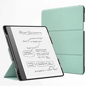 MoKo Stand Case for Kindle Scribe (2024/2022 Released) - Premium Leather Trifold Stand Cover with Pen Holder, Auto Sleep/Wake for 10.2" Amazon Kindle Scribe 2024/2022, Agave Green