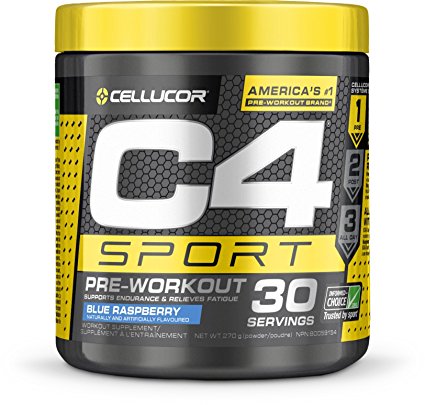 Cellucor C4 Sport Concentrated Energy Drink and Pre Workout Powder, Pre Workout Supplement for Men & Women, Blue Raspberry, 30 Servings - Informed Choice certified