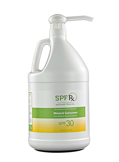SPF Rx Natural Facial and Body Sunscreen SPF 30 with Zinc Oxide & Titanium Dioxide Mineral Based Sunblock, 1 Gallon