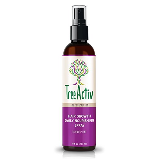 TreeActiv Hair Growth Daily Nourishing Spray | Natural Leave in Conditioner | Anti Frizz | Reduce Curly Frizzy Hair| Argan Oil | Biotin | Keratin | Silk Aminos | Tea Tree | 8 fl oz (Lavender)