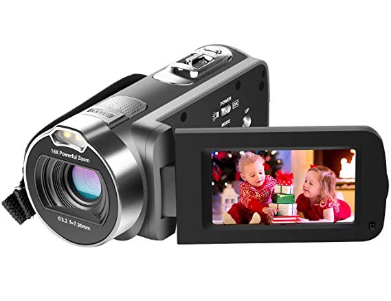 Camcorder, Besteker 1080P HD Video Camera for YouTube Vlogging Camera with 24M 16X Digital Zoom 2.7 Inch LCD and 270 Degree Rotation Screen