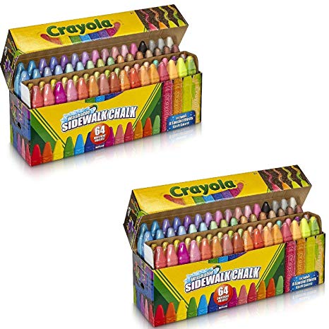 Crayola Washable Sidewalk Chalk, 128 ct, Includes Glitter, Neon