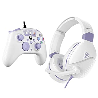 Turtle Beach Recon Spark Gaming Headset for Xbox Series X, Series S, 40mm Speakers with Turtle Beach React-R Controller Wired Game Controller – Licensed for Xbox Series Mappable Buttons- White/Purple