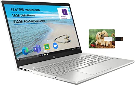 2021 Newest HP 15.6" FHD Touchscreen Laptop 10th Gen Intel Quad Core i5-1035G1, 16GB RAM 512GB SSD802.11ac WiFi, HDMI, Onlineclass, Webcam Windows 10 Pro | 32GB PCS USB Card