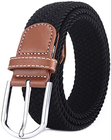 BOZEVON Elastic Woven Belt - Multi-colours Elasticated Braided Stretch Fabric Belt For Men Women