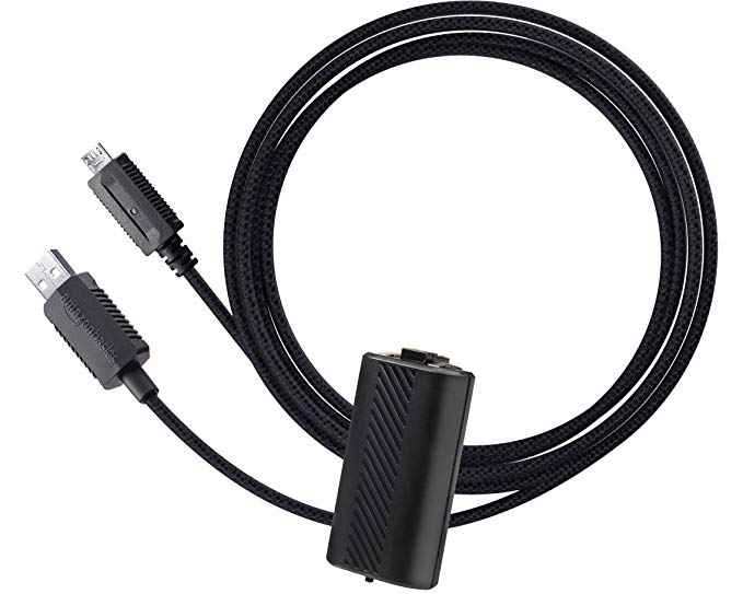 AmazonBasics Play and Charge Kit with Braided Cable for Xbox One, Xbox One S, and Xbox One X, Black